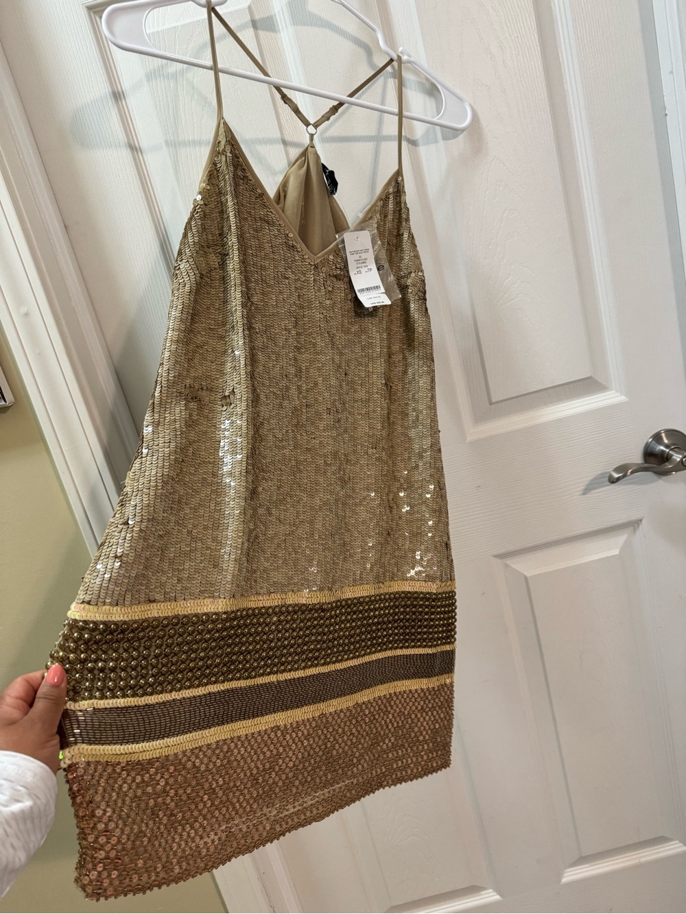 Bebe beaded shift mini dress size XS